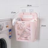 Taizhou Hot Wholesale Hollow design Colorful Cheap Adhesive Wall Mounted Baby PP Plastic Organizer Laundry Basket With Handle