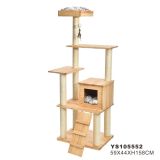 Large Solid Wood Pet Tree 5 Levels Tall Sisal Scratching Post Hanging Toy Plush Mattress Cat Furniture