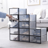 Popular New  Wholesale Custom Large Mens Clear Drop Front Door Open Stack Cabinet Storage Hard Plastic Plain Shoe Box Organizer