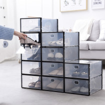Popular New  Wholesale Custom Large Mens Clear Drop Front Door Open Stack Cabinet Storage Hard Plastic Plain Shoe Box Organizer