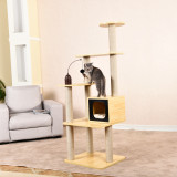 Tall Cozy Pet Kitty Tower Multi Levels Ratating Toys Sisal Post Cat Tree