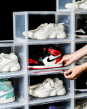 Amazon Hot Selling Side Open Door Steady Stacking Custom Logo OEM Giant Black Sneakers Plastic Black Shoe Box