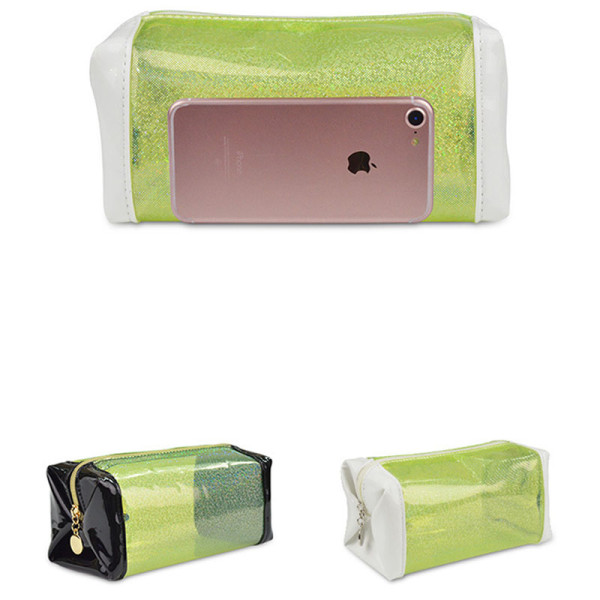 National style  shiny glitter jelly pvc laser washroom make up pouch women's cosmetic make-up bag for travel