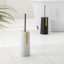 2020 Creative replaceable bristle white and black plastic and stainless steel bathroom toilet brush with holder