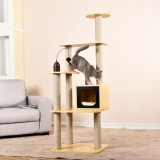 Tall Cozy Pet Kitty Tower Multi Levels Ratating Toys Sisal Post Cat Tree