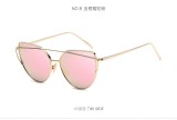 New Women Cat Eye Sunglasses Fashion Women Brand Designer Twin-Beams Coating Mirror Sun glasses Female Sunglasses 98101