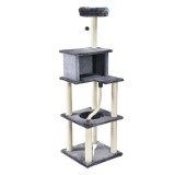 Modern Elegance Tall Pet Furniture Plush House Sisal Sractching Post Rope Hanging Toy Fashion Cat Tree