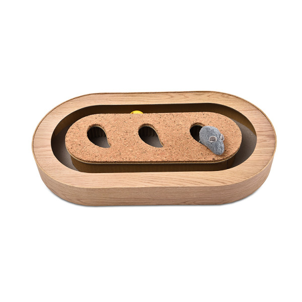 Durable Scratcher Toy Interactive Catching Mouse Game Wooden Cat Scratch