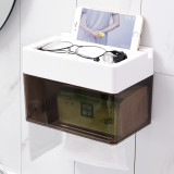 New  design no drill wall mounted adhesive plastic tissue paper box