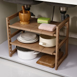 2021 Popular lower sink kitchen plastic rack 2 Tier Expandable under sink shelf organizer plastic storage shelf for home