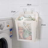 Taizhou Hot Wholesale Hollow design Colorful Cheap Adhesive Wall Mounted Baby PP Plastic Organizer Laundry Basket With Handle