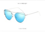 New Women Cat Eye Sunglasses Fashion Women Brand Designer Twin-Beams Coating Mirror Sun glasses Female Sunglasses 98101