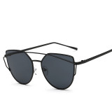 New Women Cat Eye Sunglasses Fashion Women Brand Designer Twin-Beams Coating Mirror Sun glasses Female Sunglasses 98101