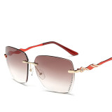 Luxury Ladies Oversize Sunglasses Women Big Rimless Square Shades Crystal Sun Glasses Female Driving Goggles Oculos 87801