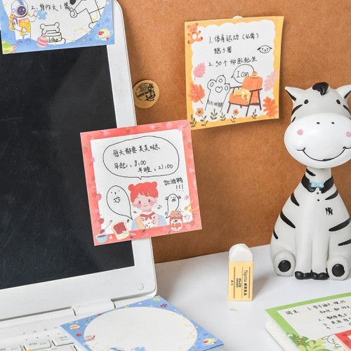 Cute kawaii Japanese fresh plaid and Mr. Xiong seri memo pad note pad set customize  stationery can tear 30 sheets