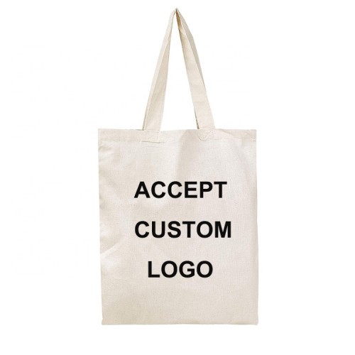Custom Logo Size Large Cotton Canvas Shopping Tote Bag