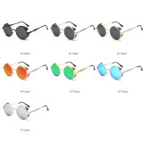 60626 Superhot Eyewear Retro Vintage Round Metal Mirrored Polarized Steampunk Sunglasses