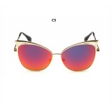 Fashion Ladies Cat Eye Sunglasses Metal Luxury Sun glasses Women Brand Designer Big Frame UV400 Mirror Vintage Shades 131201