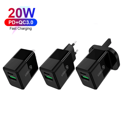 Dual Ports 20W Type-c PD Charger Mobile Phone Quick Change 3.0 USB Type-c Wall charger for iPad Tablet