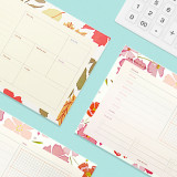 2021 Cute flower school student undated desk agenda planner note pad stationery:weekly planner daily schedule memo pad