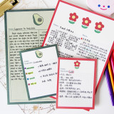 Cute kawaii Japanese  Plaid flower avocado cute student note book set customize  stationery can tear 80 sheets