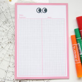 Cute kawaii Japanese  Plaid Cartoon eyes student b5 notepad set customize  stationery can tear 30 sheets