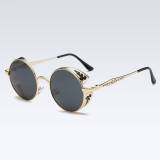 60626 Superhot Eyewear Retro Vintage Round Metal Mirrored Polarized Steampunk Sunglasses