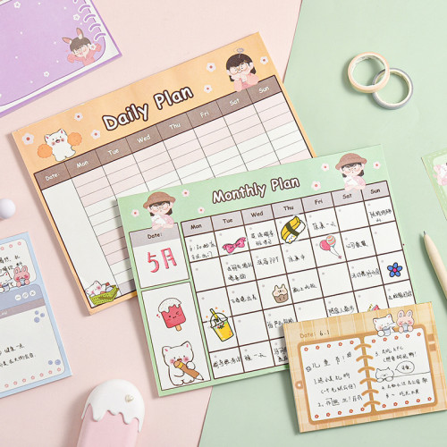 Student plan form memo pad cute and simple torn card hand account notes graffiti coloring week plan memo pad