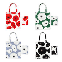 Texupday Custom Logo Printed Colorful Folding Durable Cotton Canvas Tote Shopping Bag With Small Pouch Pocket
