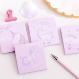 Cartoon Pink Dream Unicorn  Sticker Student Portable Note Book Office Square memo pad Sticker