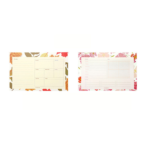 2021 Cute flower school student undated desk agenda planner note pad stationery:weekly planner daily schedule memo pad