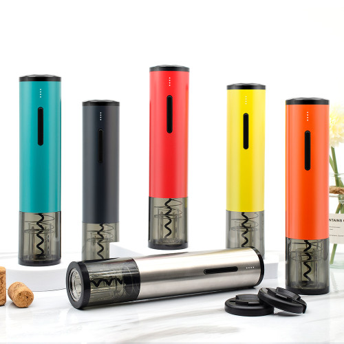 Rainbow Lithium Battery Electric Bottle Corkscrew Custom Logo With Foil Cutter One Touch Automatic Wine Bottle Opener