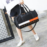 fashion customized  black gym duffle bag Nylon Outdoor sport Travel Bag with shoe compartment