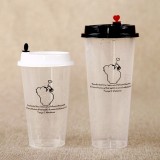 500ml 17oz Disposable Plastic Cups with lid hot drinks Juice Coffee Milky Tea Cups Transparent Thicken Drink Cup cold drinks
