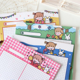 Cute kawaii Japanese  Plaid bunny girl student b5 notepad set customize  stationery can tear 30 sheets