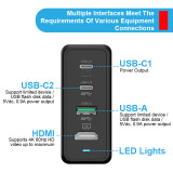 Unique Design 4 Ports Combo HD-MI Docking 74W USB C PD Fast Charger For iPhone for MacBook Laptop