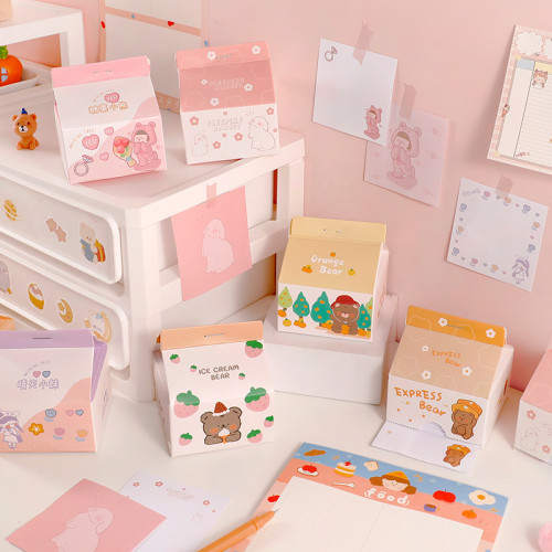 Cute kawaii  gradient classification index stickers memo pad creative milk carton notes customize  stationery 201  sheets