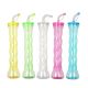Wholesale 300ml 600ml Creative Design Clear Party Yard Cup PET Slush Ice Juice Cup Straw Yard Glass