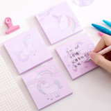 Cartoon Pink Dream Unicorn  Sticker Student Portable Note Book Office Square memo pad Sticker