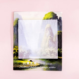 Creative oil painting style square torn message N times sticky note memo note paper