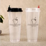 500ml 17oz Disposable Plastic Cups with lid hot drinks Juice Coffee Milky Tea Cups Transparent Thicken Drink Cup cold drinks