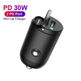 Dual PD Ports Aluminium 5V 2.4A 30W Super Mini Car Charger For Smartphone Fast Charging