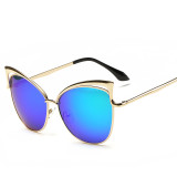 Fashion Ladies Cat Eye Sunglasses Metal Luxury Sun glasses Women Brand Designer Big Frame UV400 Mirror Vintage Shades 131201