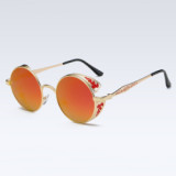 60626 Superhot Eyewear Retro Vintage Round Metal Mirrored Polarized Steampunk Sunglasses