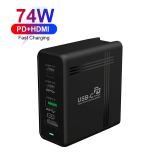 Unique Design 4 Ports Combo HD-MI Docking 74W USB C PD Fast Charger For iPhone for MacBook Laptop
