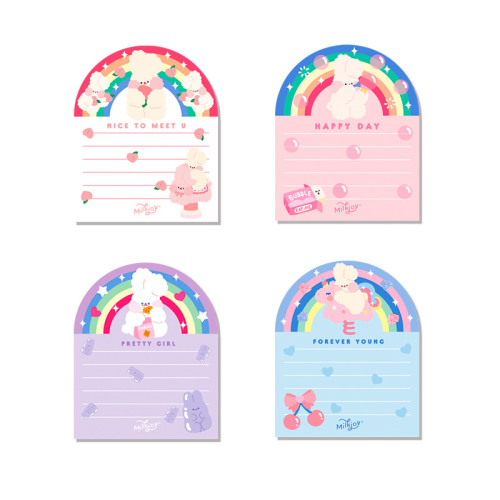 Cute Rainbow cute rabbit pink notepad set customize  stationery can tear 80 sheets