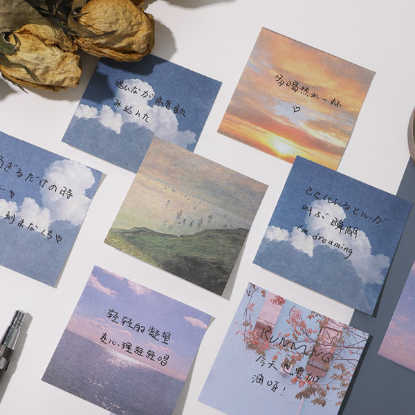 Creative scenery school student sticky  memo pad decoration notes pad