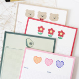 Cute kawaii Japanese  Plaid flower avocado cute student note book set customize  stationery can tear 80 sheets
