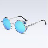 60626 Superhot Eyewear Retro Vintage Round Metal Mirrored Polarized Steampunk Sunglasses