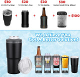 Upgraded 5-IN-1 Can Cooler Keeps Beverage Cold Upto 12 Hours Works With All 12 Oz Cans Bottles Stainless Steel 24 Oz Tumbler